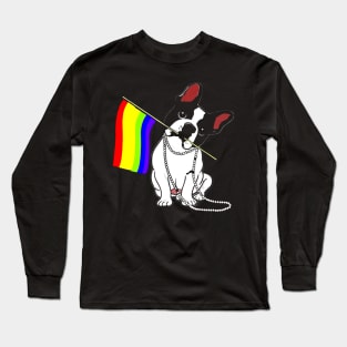 Pull Dog Rainbow Flag Costume Gift Long Sleeve T-Shirt